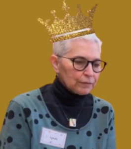 photo of lynda with a crown